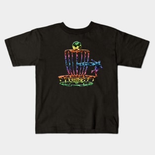 Disc Golf Abstract Color Disc Golfer Kids T-Shirt